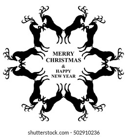 Vector illustrations of Christmas snowflake of deer