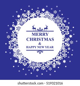 Vector illustrations of Christmas snowflakes round background