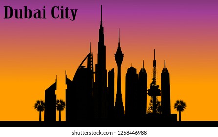 Vector illustrations the city of Dubai.