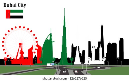 Vector illustrations the city of Dubai.
