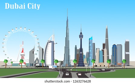 Vector illustrations the city of Dubai.
