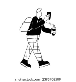 Vector Illustrations Coffe Call Monochrome