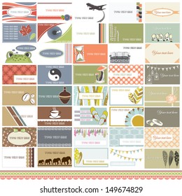 Vector illustrations of a collection of business cards and invitation cards