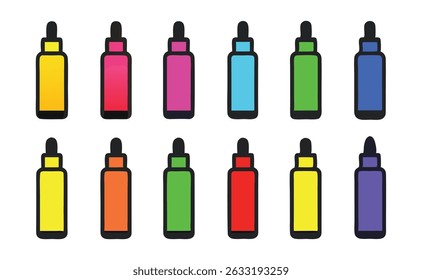 Vector illustrations colorful dropper bottles