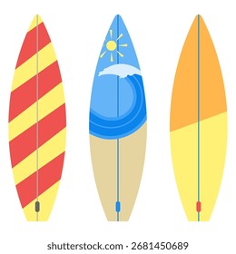 Vector illustrations of colorful surf boards