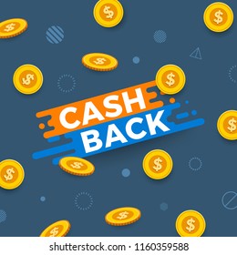 Vector illustrations concept cash back or money payment. Present with bank paper and coin. Flat design illustrate.
