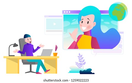 Vector illustrations concept of distance education, online courses, webinars, trainings. Modern flat design for online advertising, web banners and much more.