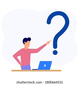 Ilustraciones vectoriales, ilustraciones conceptuales que preparan preguntas y respuestas, debates en seminarios, reuniones o discursos. La respuesta a la pregunta de las metáforas - vector. Soluciones y solución de problemas.