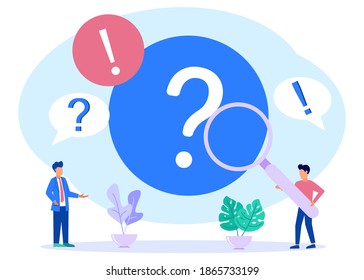 Vector illustrations, concept illustrations preparing questions and answers, seminar discussions, meetings or speeches. The answer to the question of metaphors - vector. Solutions and problem solving.