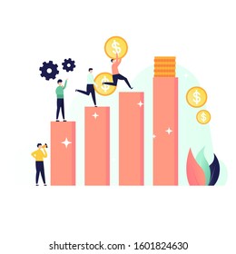vector illustrations, concepts of financial improvement, cooperation, partnerships. Can be used for, landing pages, templates, UI, web.