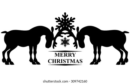 Vector illustrations of congratulation to Christmas decorated with a pair of reindeer and snowflake