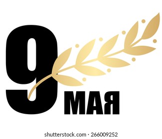 Vector illustrations of congratulation on May 9 Victory Day with laurel branch