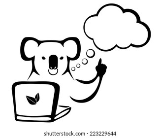 Vector illustrations of contour image of koalas for laptop