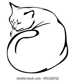 Vector Illustrations Contour Slip Cat Icon Stock Vector (Royalty Free ...