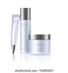Ilustraciones vectoriales de productos cosméticos. Objetos realistas aislados sobre fondo blanco