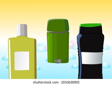 Vector Illustrations of Cosmetic products. Idea for super market banners, advertisement, logos, poster wall, billboard. Easily editable vector.