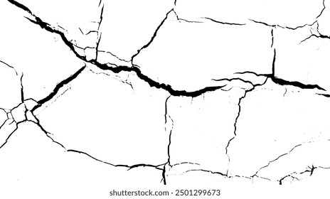 vector illustrations of cracks. holes on stone grunge or wall surface, collapse, broken crack, damage, crevice, crack grunge texture collection isolated on white.