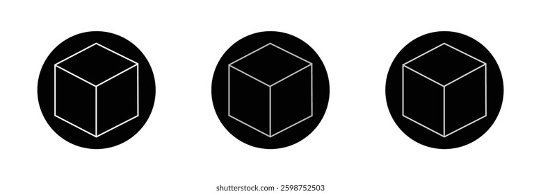 Vector illustrations of cubes in various arrangements in a simple black and white design. Editable stroke. Vector Illustration .
