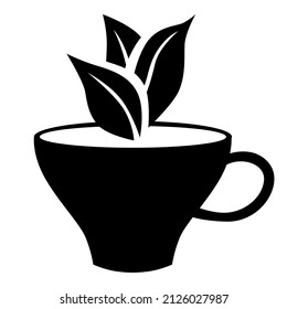 Vector illustrations of cup of tea and tea leaves