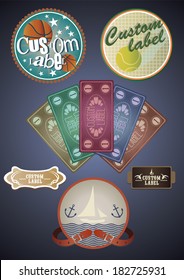 Vector illustrations of customizable sports labels
