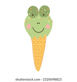 Vector illustrations of cute animals ice cream frog.