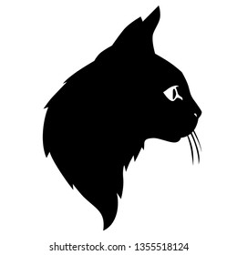 Vector illustrations of cute cat silhouettes head