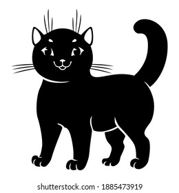 Vector illustrations of cute cat silhouettes