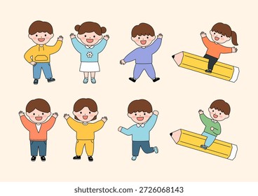 Ilustraciones vectoriales de niños lindos.