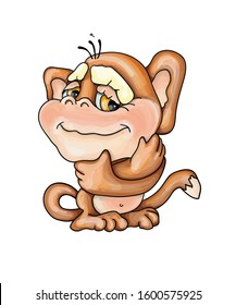 vector illustrations cute kind monkey character red