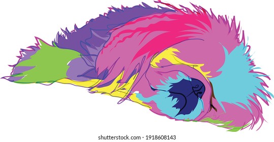 Ilustraciones vectoriales de un lindo perro pekingés que es ciego.