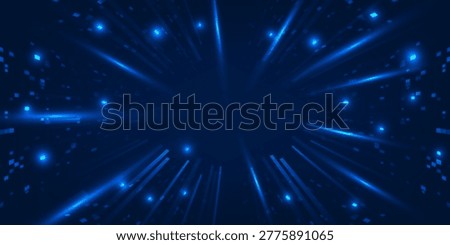 Vector illustrations of cyber tunnel with speed line and glowing particles.,