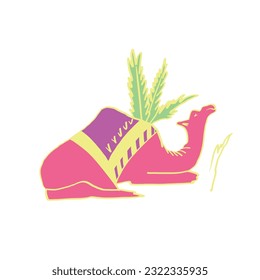  Vector illustrations de style oriental au disign moderne woth palm trees, camels, cactus and arabic architecture