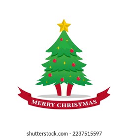 vector illustrations of a decorated Christmas tree with presents.
