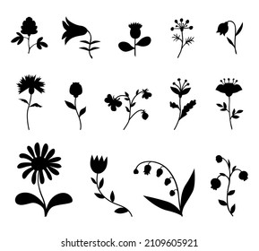 Vector illustrations of decorative flowers icon set