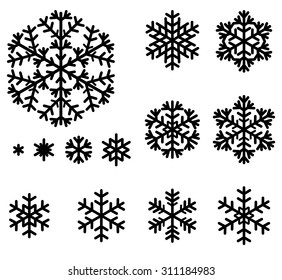 Vector Illustration Snowflakes Set On White Stock Vector (Royalty Free ...