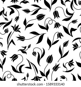 Vector illustrations of decorative tulips flowers pattern seamless