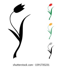 Vector illustrations of decorative tulips flowers icon set