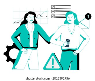vector illustrations depicting business people communicating with each other and customers. Simple style vector illustrations isolated on white background,