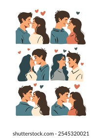 vector illustrations depicting couple closeness and support – a man and woman sharing joyful moments and connection