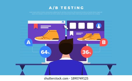 Vector illustrations design concept AB Testing. System Method Modern graphic, Web Banners, Suitable for Diagrams, Infographics. Vector illustrate.