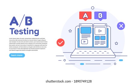 Vector illustrations design concept AB Testing. System Method Modern graphic, Web Banners, Suitable for Diagrams, Infographics. Vector illustrate.