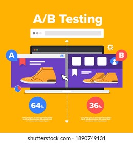 Vector illustrations design concept AB Testing. System Method Modern graphic, Web Banners, Suitable for Diagrams, Infographics. Vector illustrate.