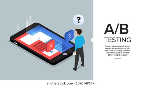 Vector illustrations design concept AB Testing. System Method Modern graphic, Web Banners, Suitable for Diagrams, Infographics. Vector illustrate.
