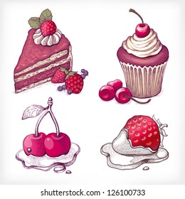 Vector illustrations of dessert