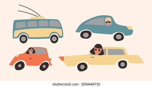 Vector illustrations with different cars
