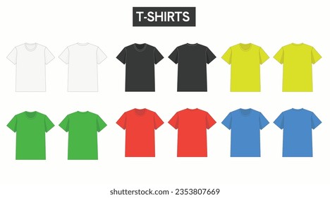 Vector Illustrations of Different Color T Shirts Isolated 