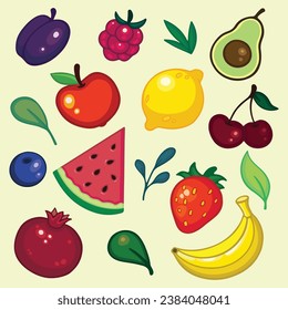 Vector illustrations of different fruits