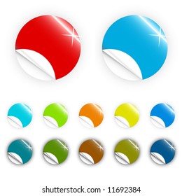 Vector illustrations of different modern glossy shiny icons/stickers or tags on selling/retail theme. Different colors.