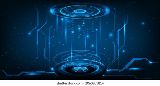 Vector illustrations of digital data communication and digital ecosystem abstract blue futuristic technology digital background and game artwork.Digital innovation and technology concepts.