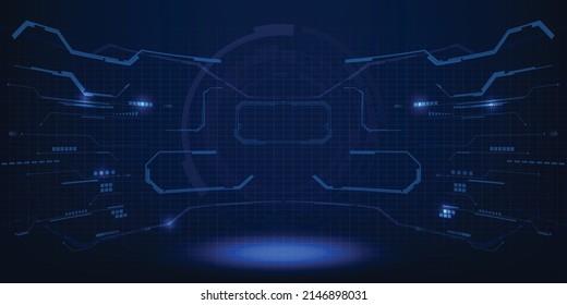 Vector illustrations of the Digital element curved screen for showcase and layout for technology product advertising and game artwork.Digital communication innovation and technology concepts.